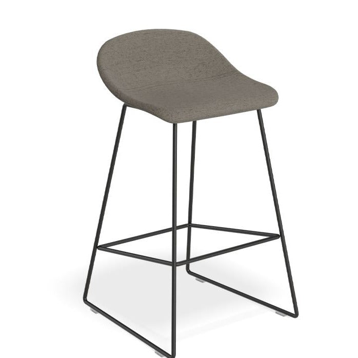 Modern Black Steel Grey Fabric Seated High Stool (Available in 2 Sizes)