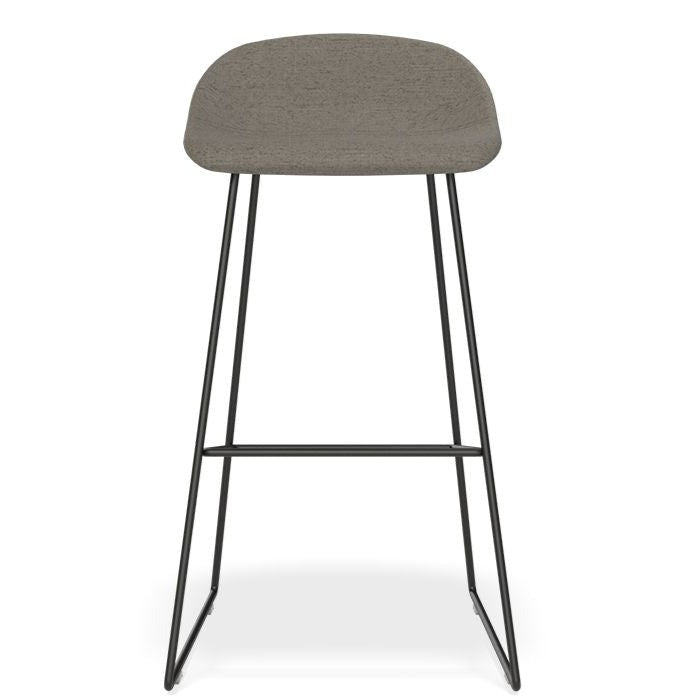 Modern Black Steel Grey Fabric Seated High Stool (Available in 2 Sizes)