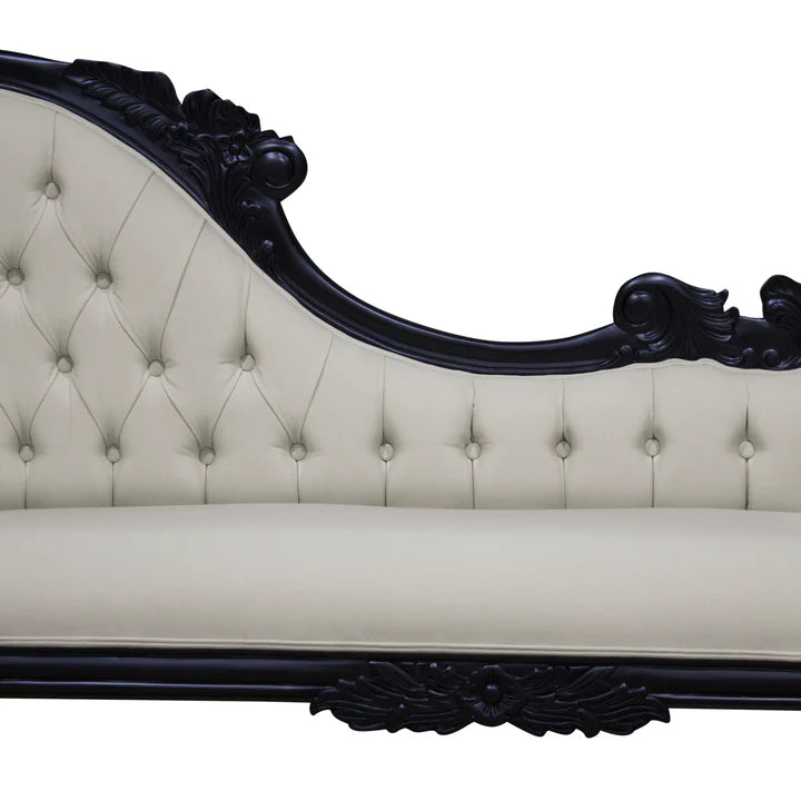 Modern Carved Left High Chaise Lounge Sofa - Black