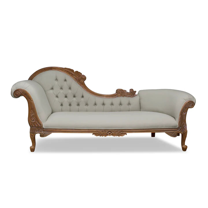 Modern Carved Left High Chaise Lounge Sofa - Weathered Oak
