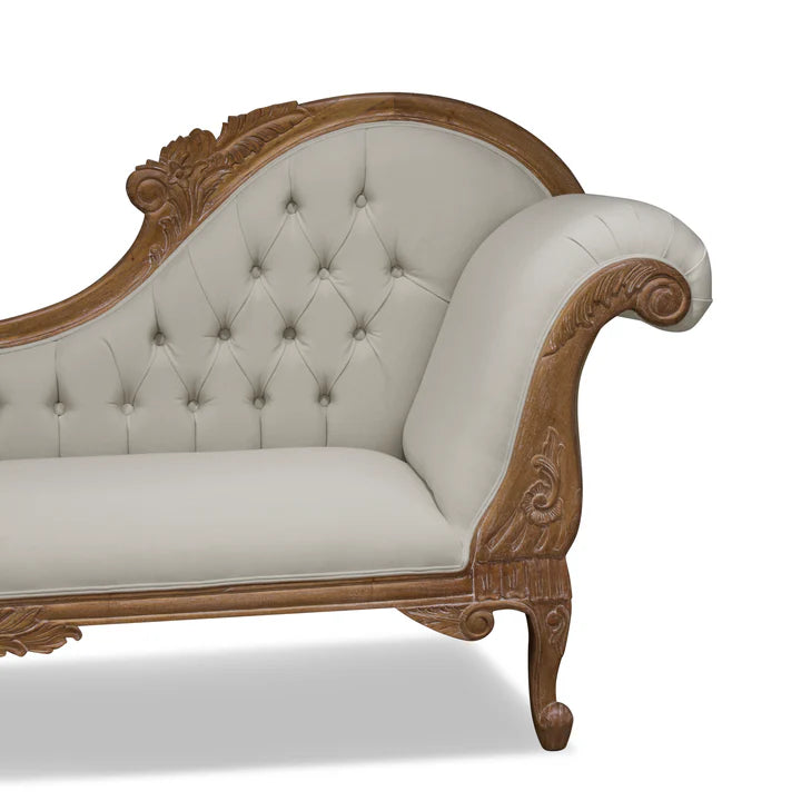 Modern Carved Left High Chaise Lounge Sofa - Weathered Oak