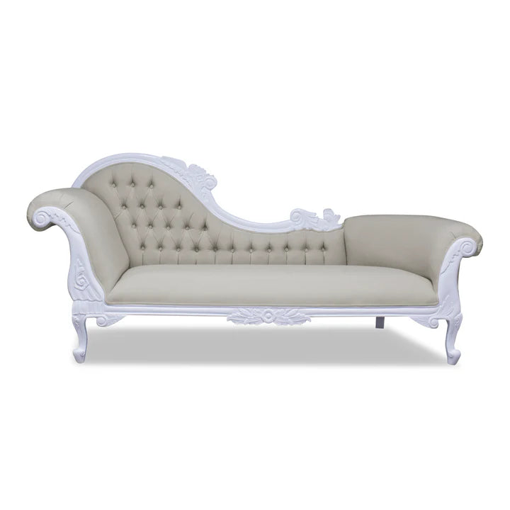 Modern Carved Left High Chaise Lounge Sofa - White