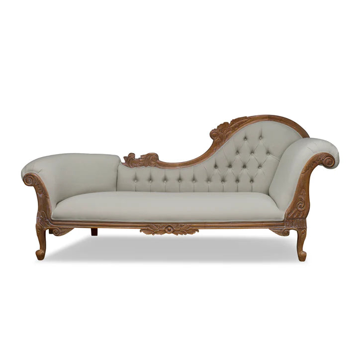 Modern Carved Right High Chaise Lounge Sofa - Weathered Oak