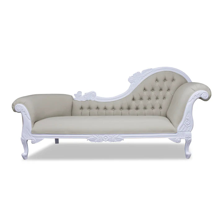 Modern Carved Right High Chaise Lounge Sofa - White