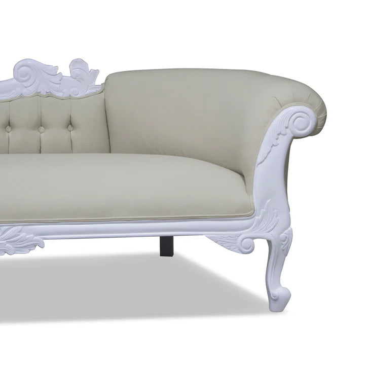 Modern Carved Left High Chaise Lounge Sofa - White