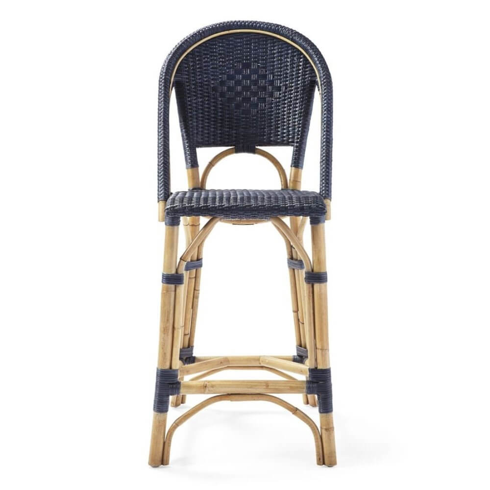 Modern Coastal Style Rattan TALL Dining Chair - Oceania Blue