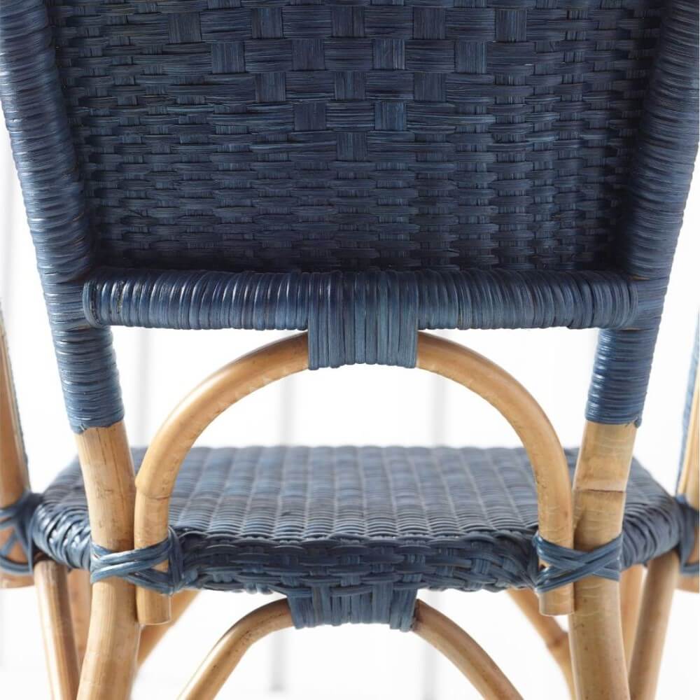Modern Coastal Style Rattan TALL Dining Chair - Oceania Blue