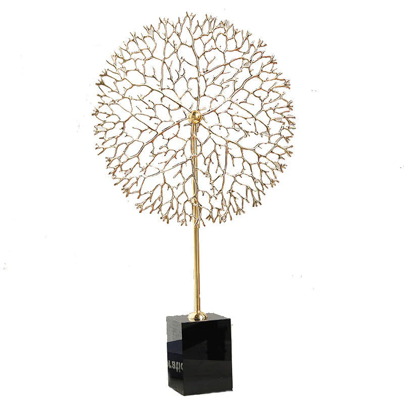 Modern Metal Tree Tabletop Decor with Marble Base 33cms