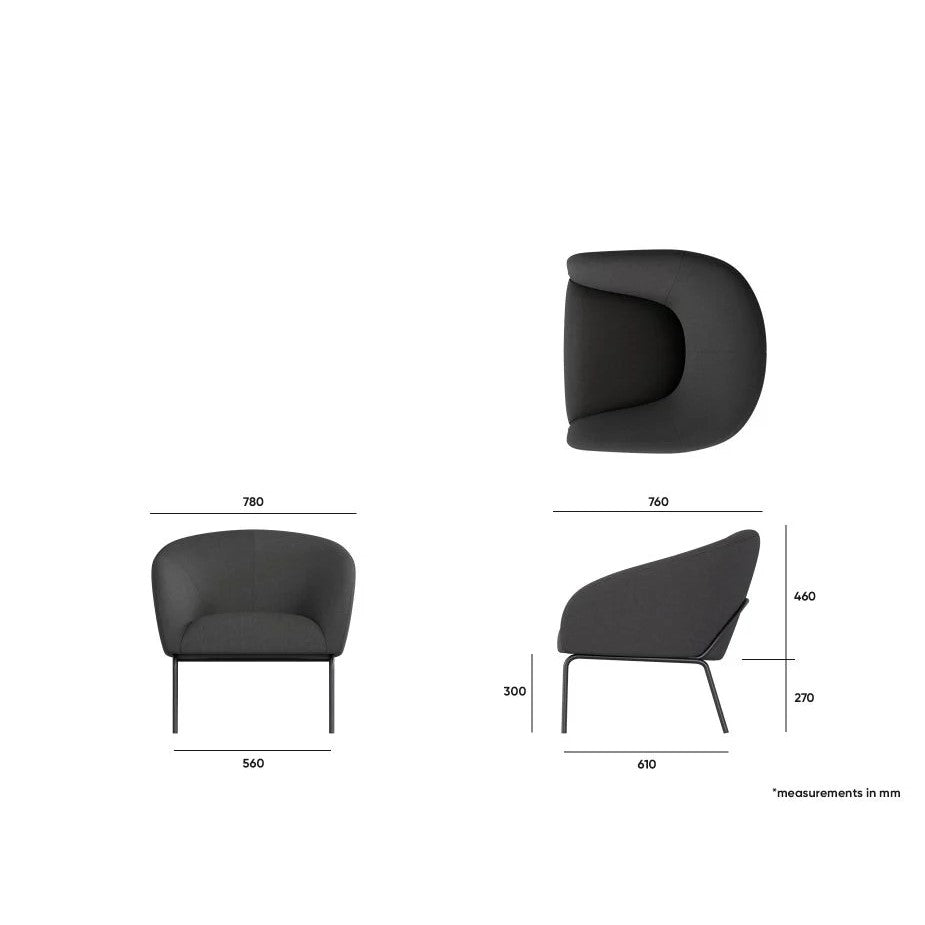 Modern Oasis Dark Grey Single Seater Sofa (Available in 2 Frame Colors)