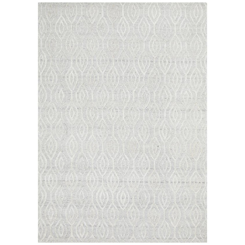 Modern Textured Floor Accent White Rug - 280x190cms