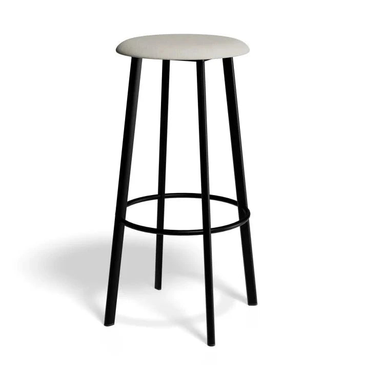 Modern Vintage Atlas Fabric Seat Bar Stool - 75cms (Available in 3 Seat Colors)