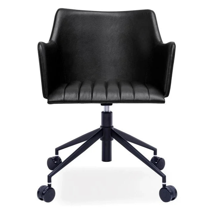 Modern Vintage Black Leather Seat Office Chair