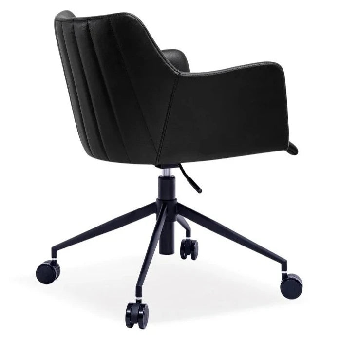Modern Vintage Black Leather Seat Office Chair