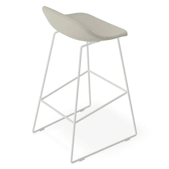 Modern White Steel Grey Seated High Stool (Available in 2 Sizes)