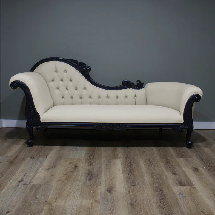 Modern Carved Left High Chaise Lounge Sofa - Black