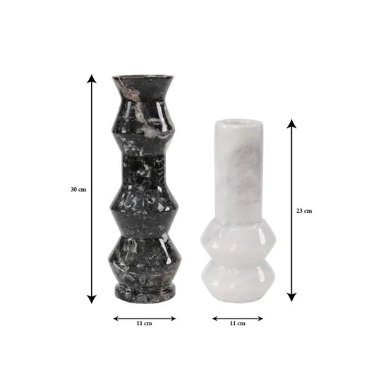 Modernist Single-Stem Tube Vase - Black & White