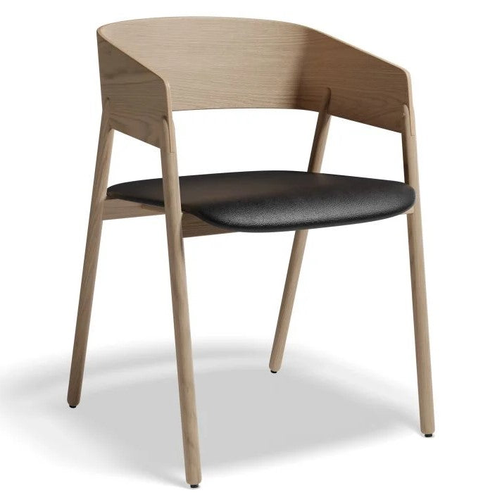 Monochrome Comfort Black Pad Natural Frame Armchair
