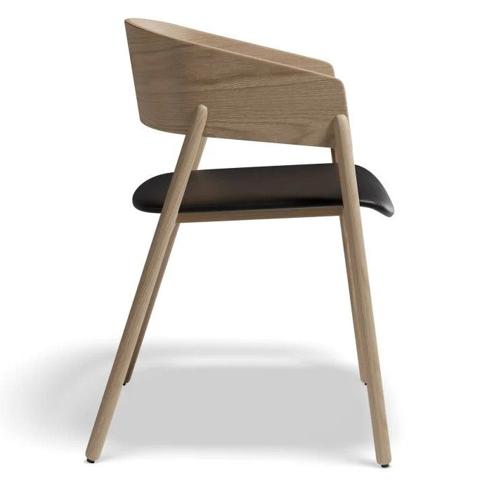 Monochrome Comfort Black Pad Natural Frame Armchair
