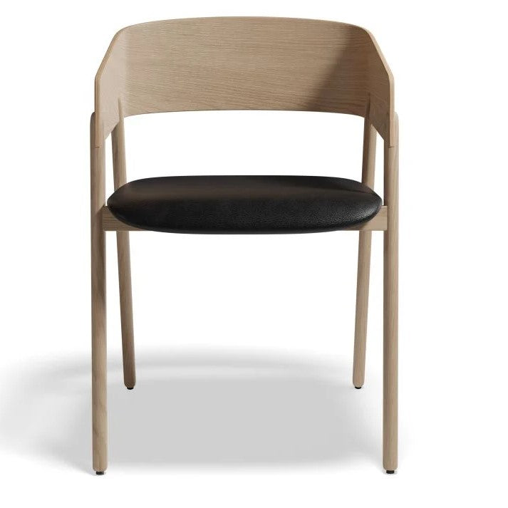 Monochrome Comfort Black Pad Natural Frame Armchair