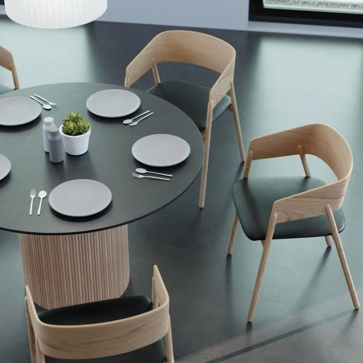 Monochrome Comfort Black Pad Natural Frame Armchair