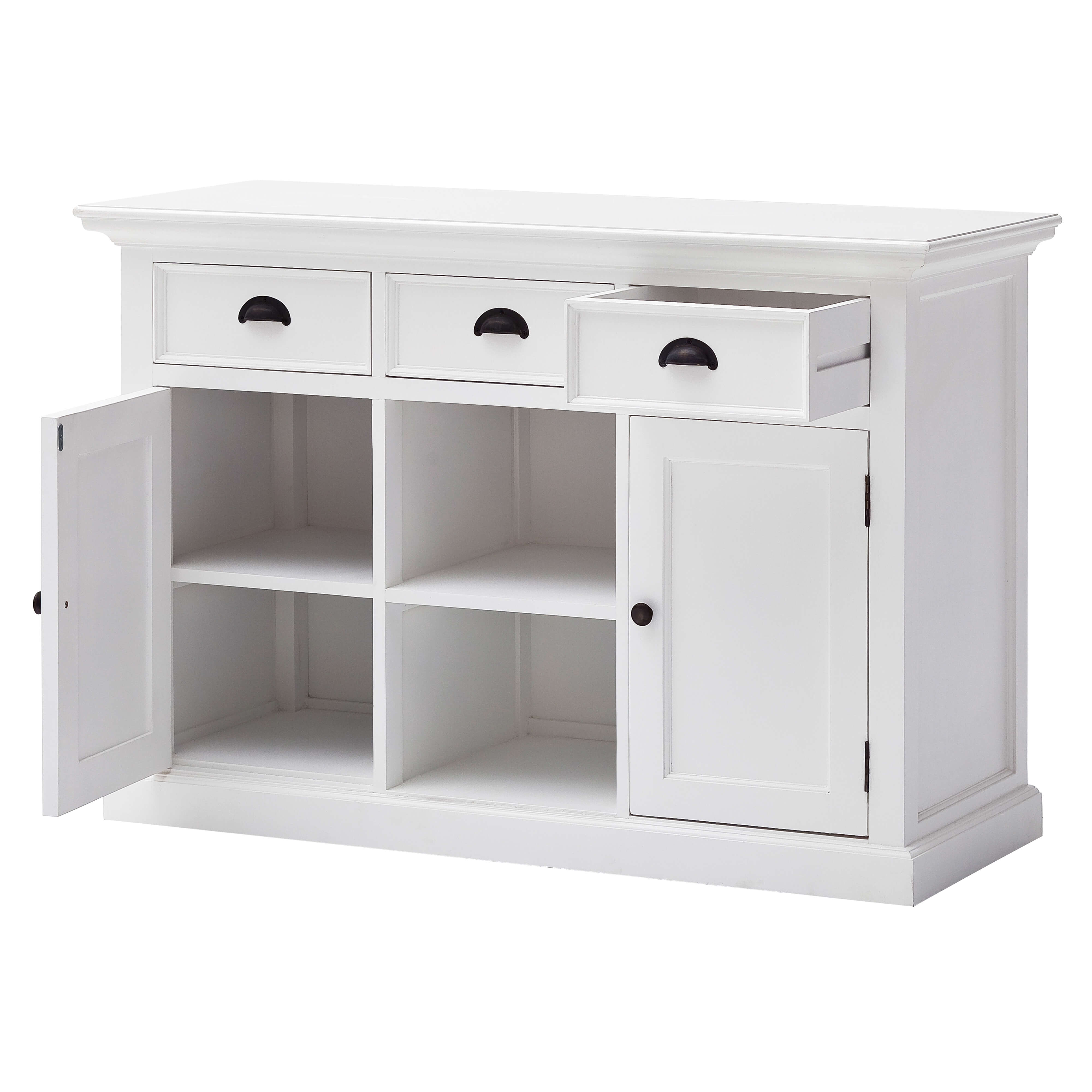 Classic Farmhouse Buffet 3 Drawers, 2 Doors & 2 Baskets