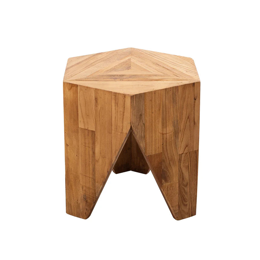 Natural Finish Elm Wood Side Table