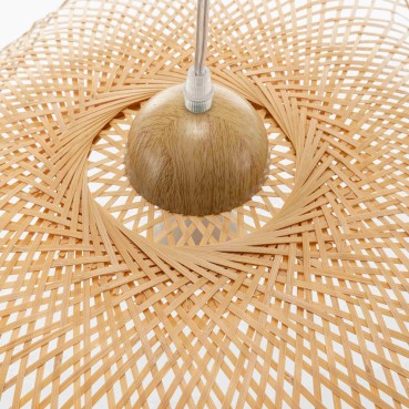 Natural Hand-Woven Bamboo Wave Pendant Lamp - Large