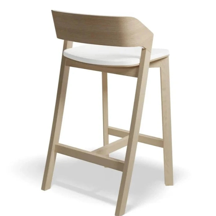 Natural Oak Shade White Padded High Stool 66cms