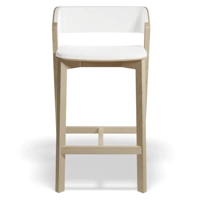 Natural Oak Shade White Padded High Stool 80cms