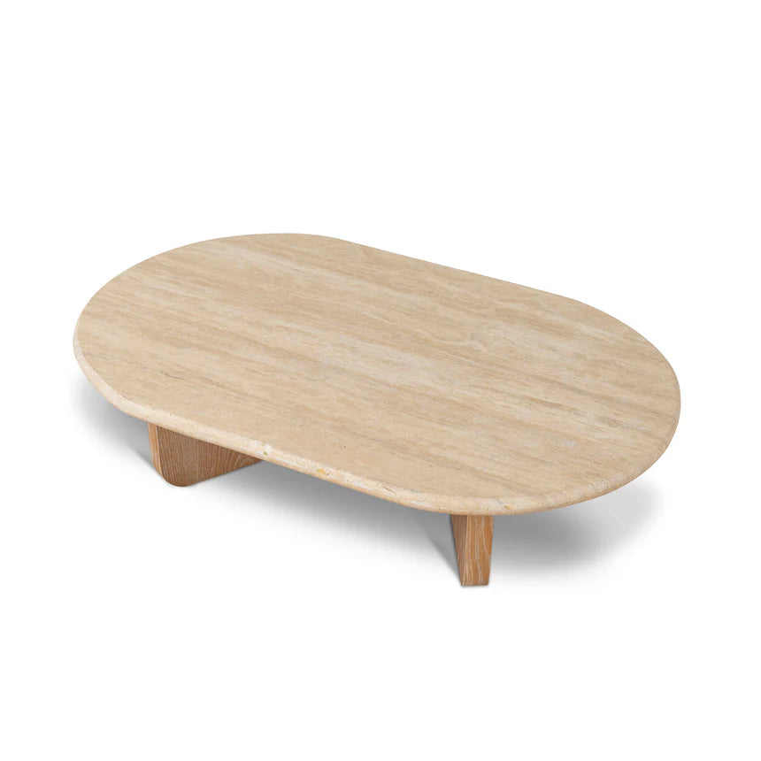 Natural Stone Finish Oval Travertine Coffee Table