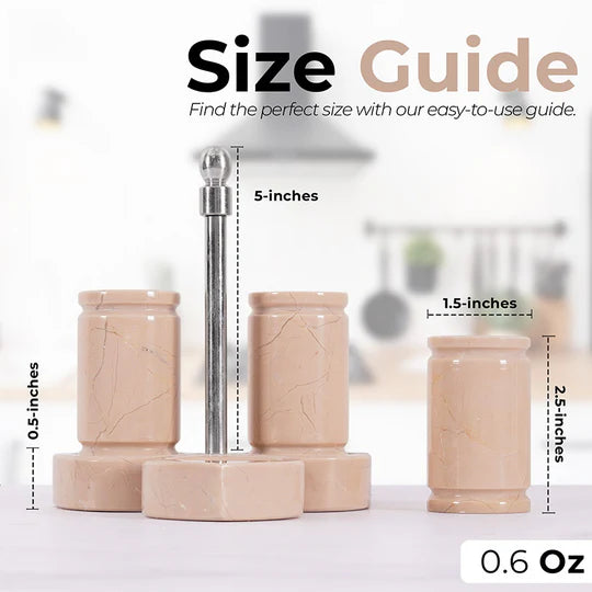 Natural Stone Salt & Pepper Set with Display Tray - Cream