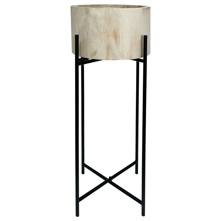 Natural Wood Potplanter on Cross-Legged Stand 66cms