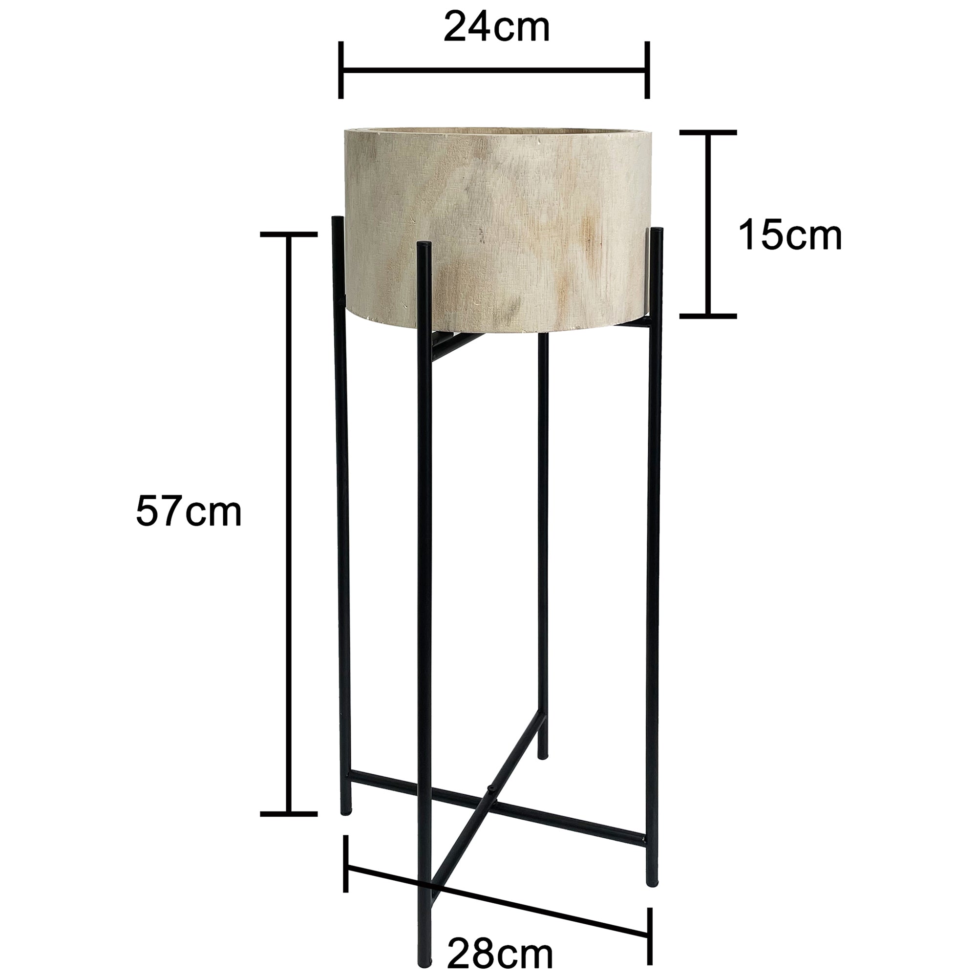 Natural Wood Potplanter on Cross-Legged Stand 66cms