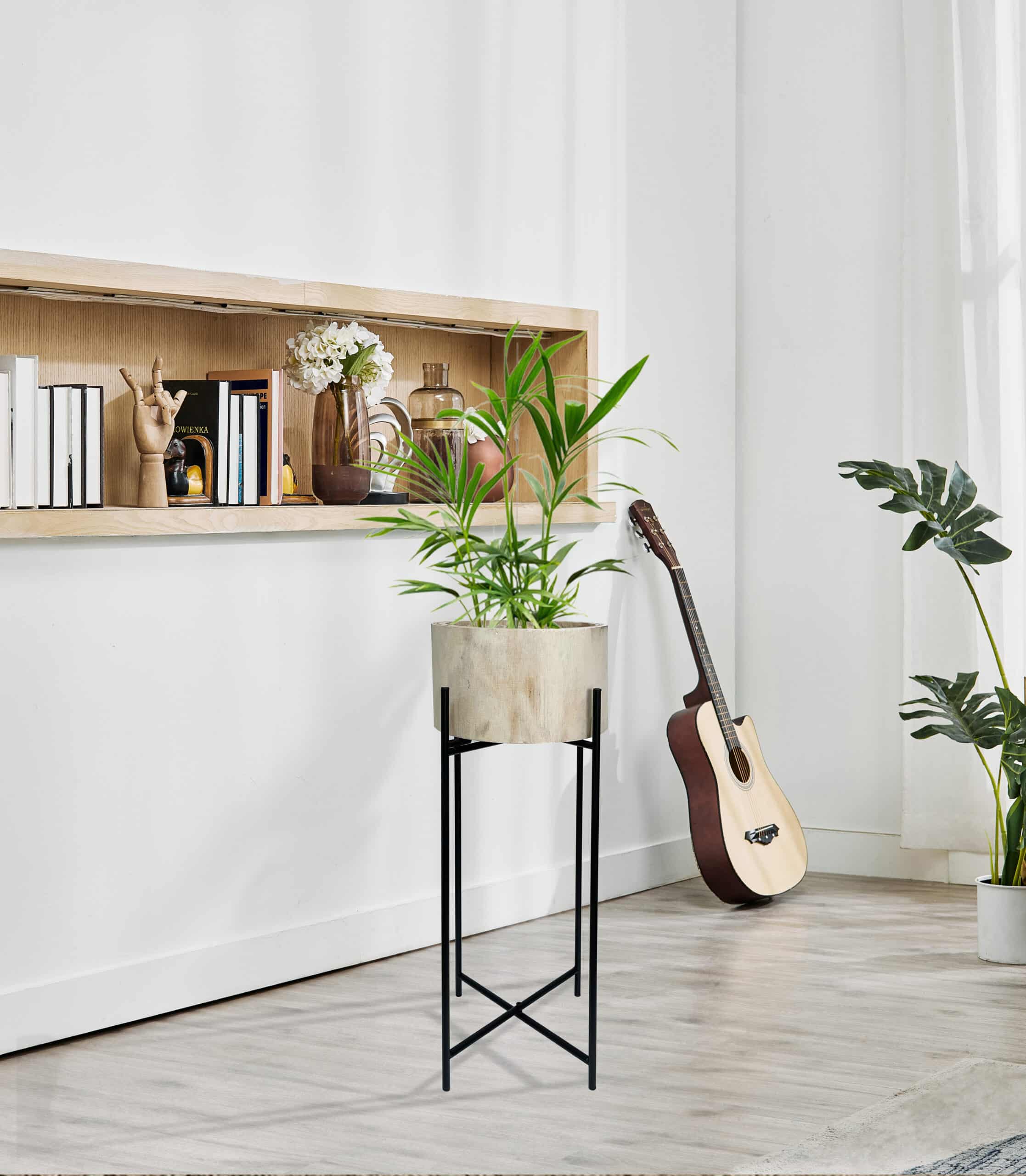 Natural Wood Potplanter on Cross-Legged Stand 66cms