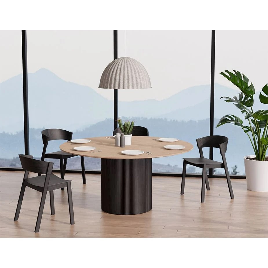 Natural Wood Top Modern Dining Table 155cms (Available in 2 Colors)