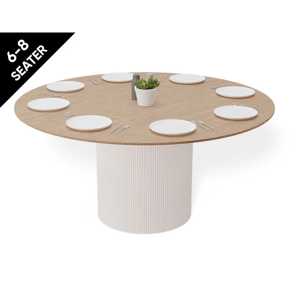 Natural Wood Top Modern Dining Table 155cms (Available in 2 Colors)