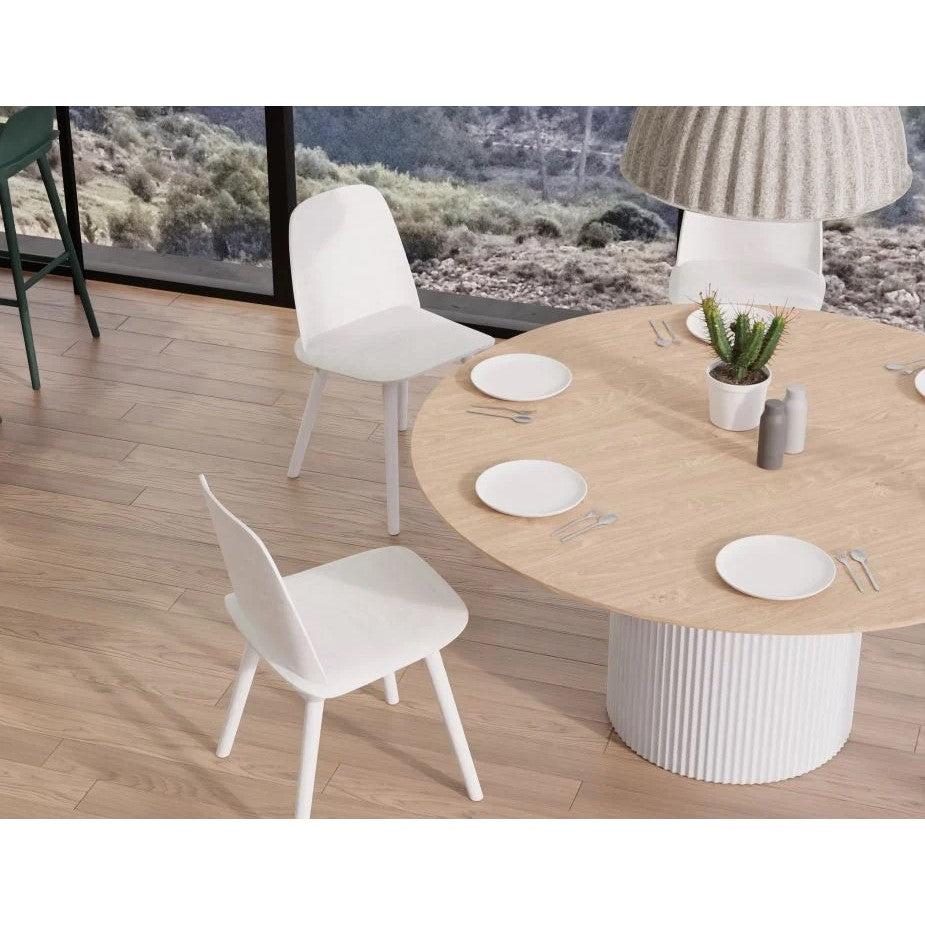 Natural Wood Top Modern Dining Table 155cms (Available in 2 Colors)