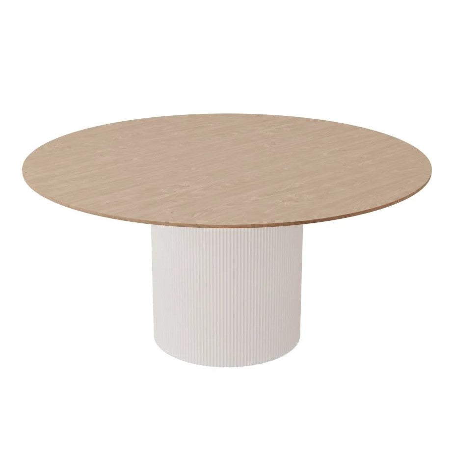 Natural Wood Top Modern Dining Table 155cms (Available in 2 Colors)