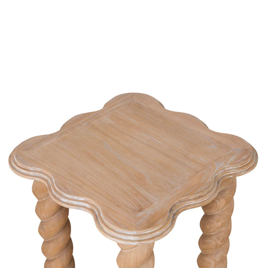 Natural Wooden Spiral Designer Side Table