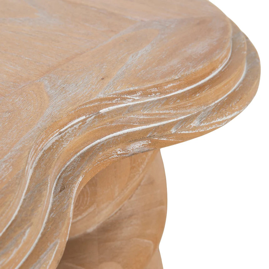 Natural Wooden Spiral Designer Side Table
