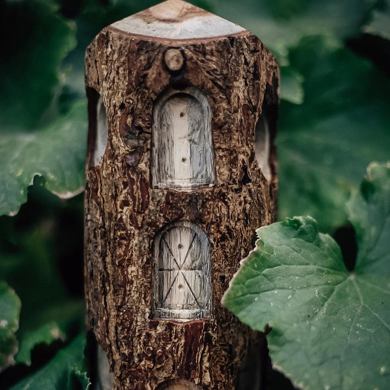 Natural Wooden Tree House - Set of 3