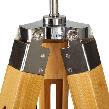 Natural Bamboo Tripod Floor Lamp with Beige Shade - Large