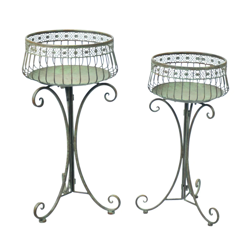 Nature's Nurturer Metal Plant Stand - Set of 2 (Rustic Green)