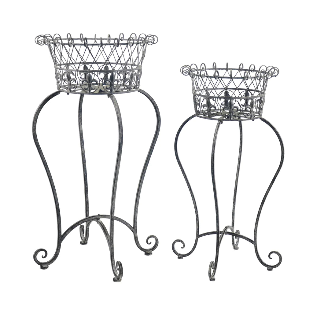Nature's Nurturer Metal Plant Stand - Set of 2 (Rustic Grey)