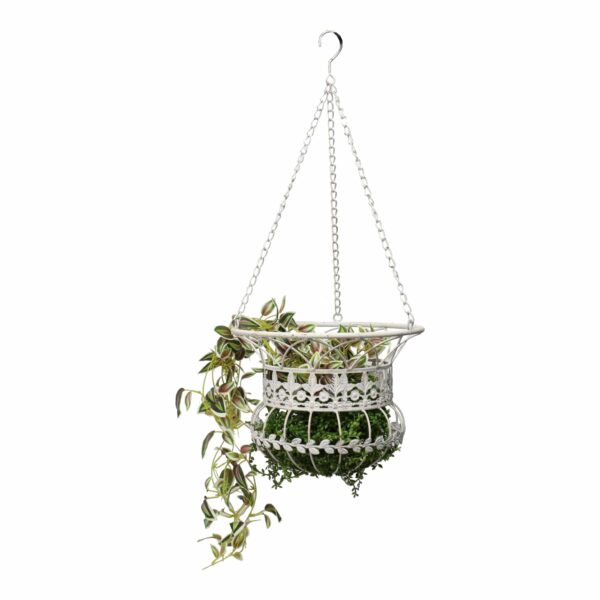 Nested Antique White Hanging Baskets Set of 2