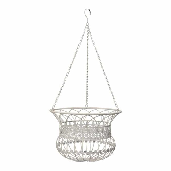Nested Antique White Hanging Baskets Set of 2