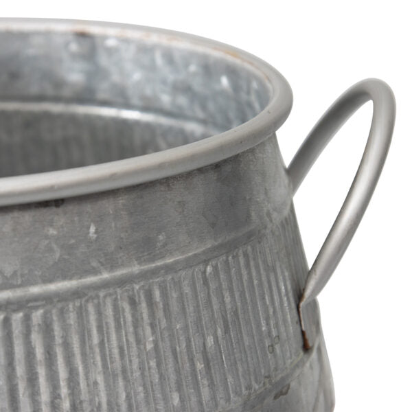 Nested Industro Chic Barrel Bucket Pot Planters Set of 2