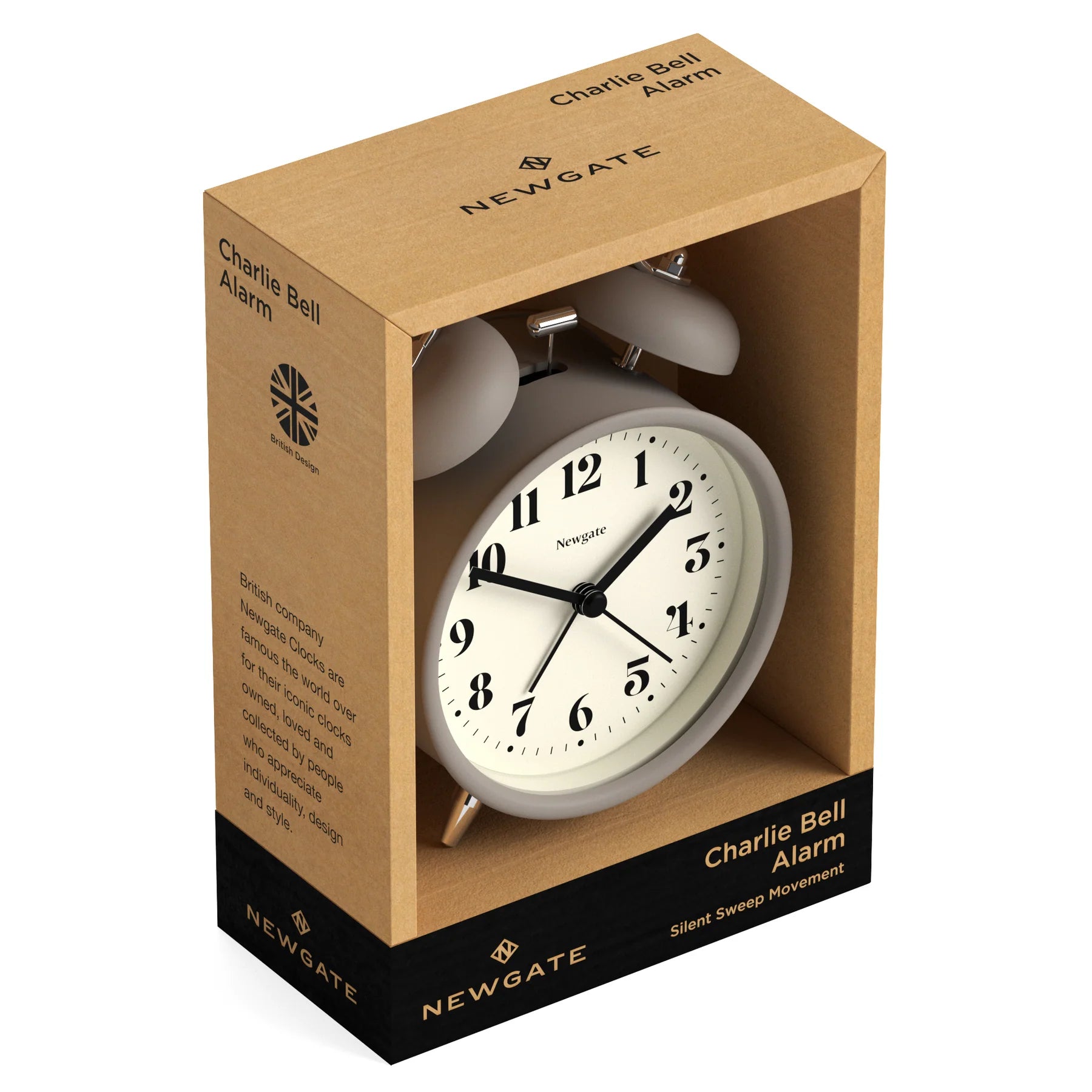 Newgate Charlie Bell Grey Alarm Clock