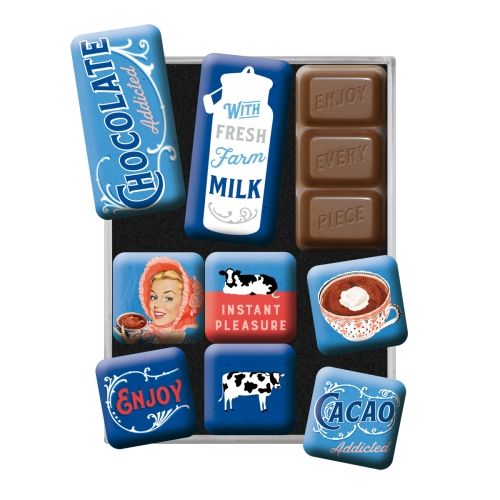Nostalgic-Art 9pc Fridge Magnet Set Chocolate Addicted