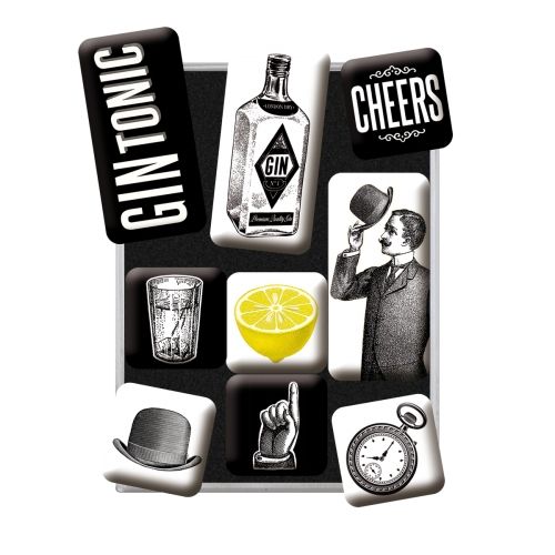 Nostalgic-Art 9pc Fridge Magnet Set Gin & Tonic